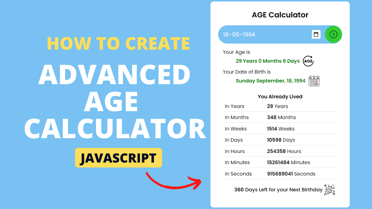How To Create a Age Calculator in HTML CSS & JavaScript [Calculate Age from  Date of Birth] | by sharathchandark | Dec, 2023 | Medium