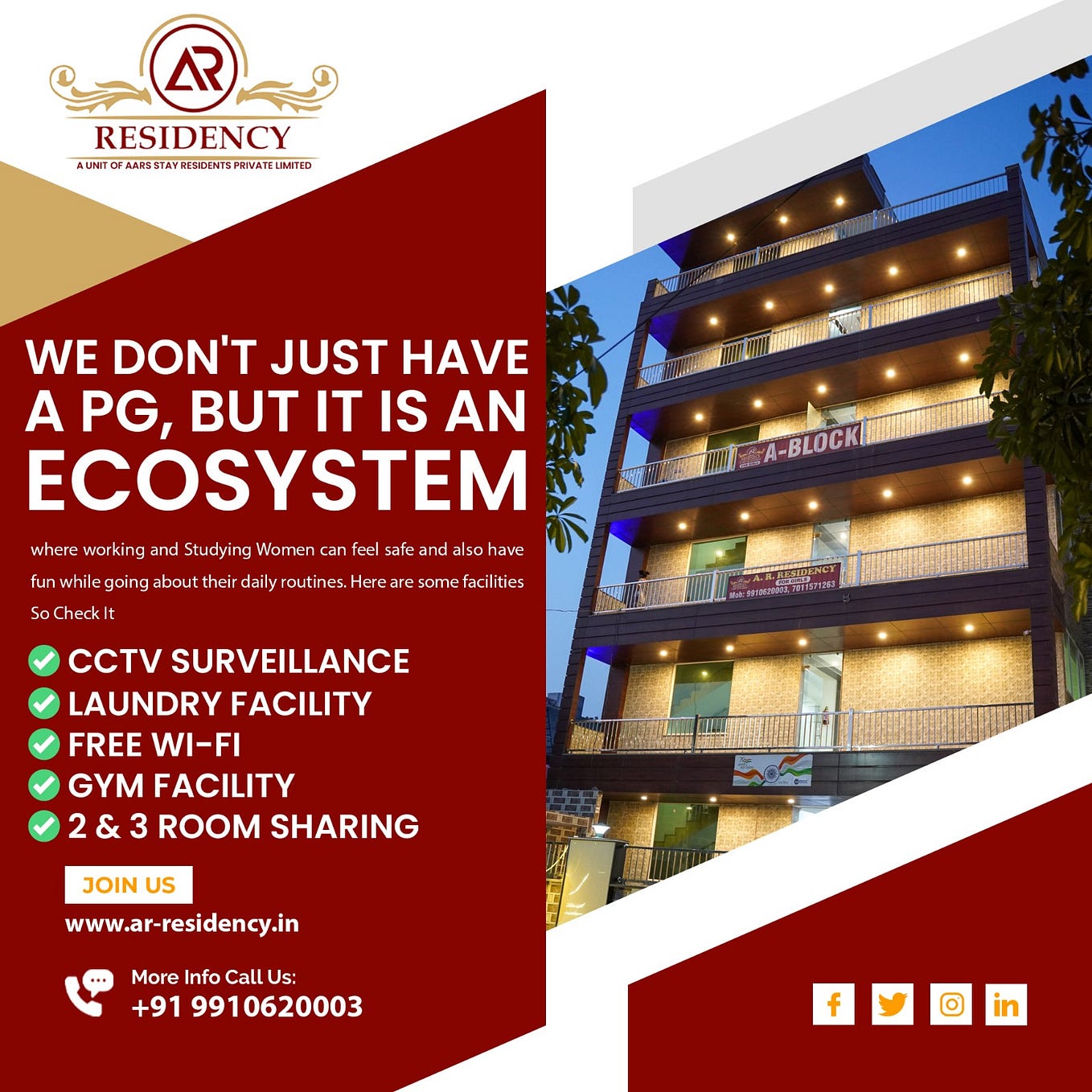 A R Residency Girls Hostel The Epitome of Comfort and Security in