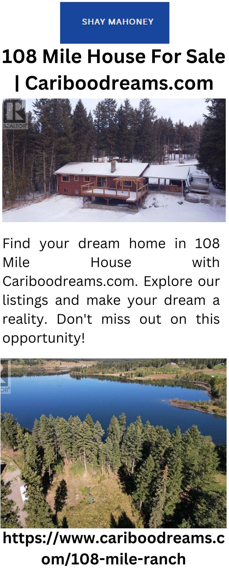 Lakefront Property For Sale 100 Mile House Shay
