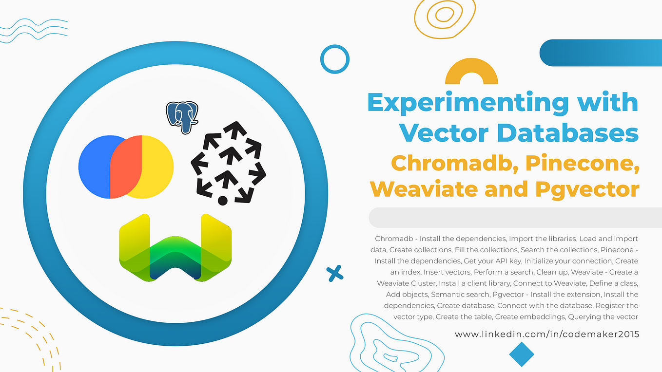 Experimenting with Vector Databases: Chromadb, Pinecone, Weaviate and Pgvector