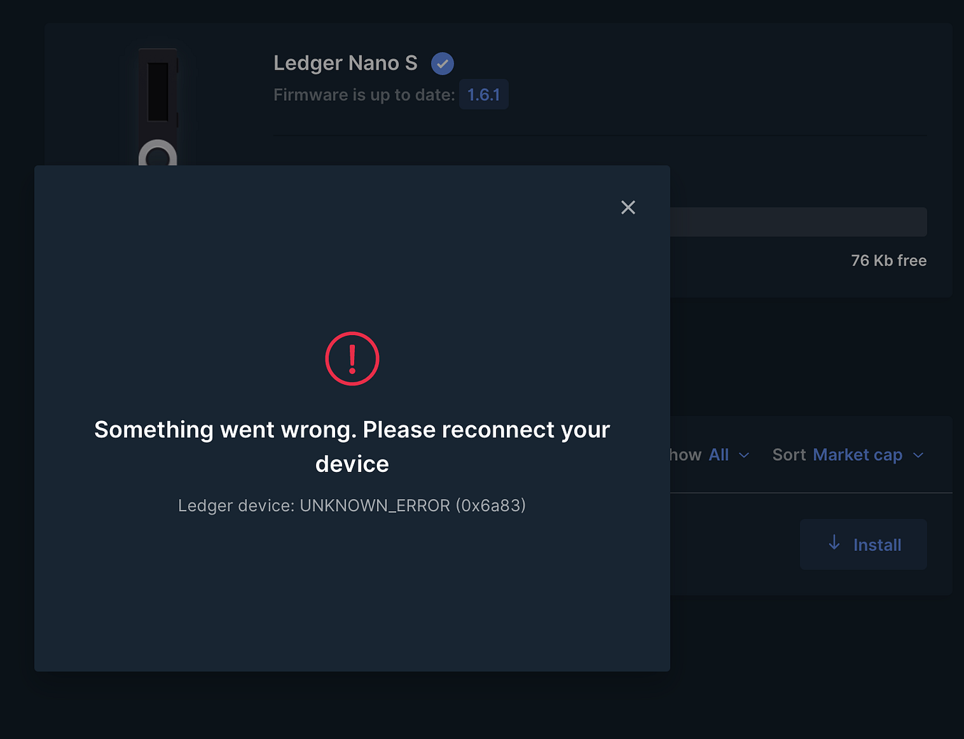 “INVALID CHANNEL” error — Ledger Live by James Franklin Medium