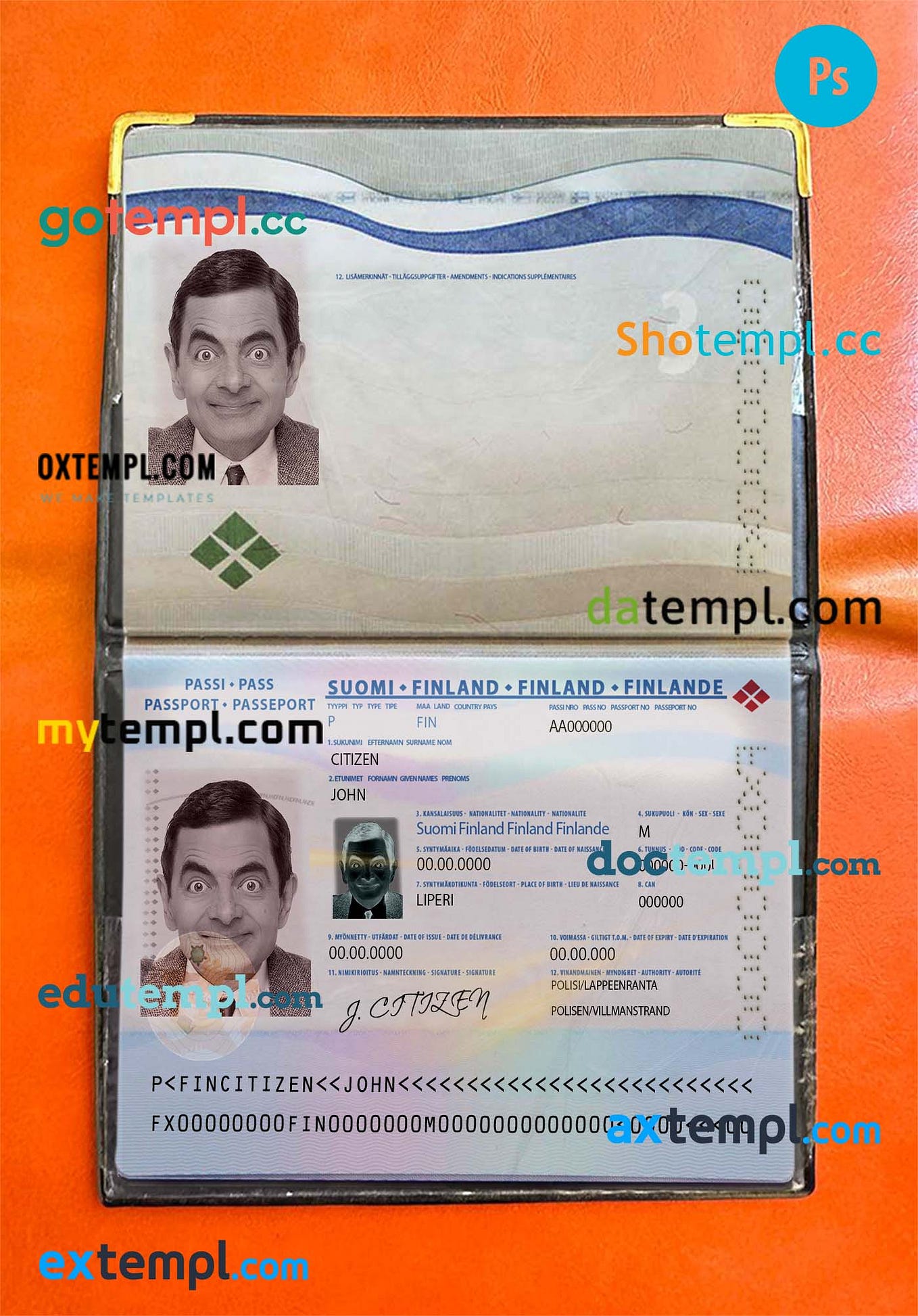 Sample Iceland Passport Editable PSD Files Scan And Photo Taken Image 