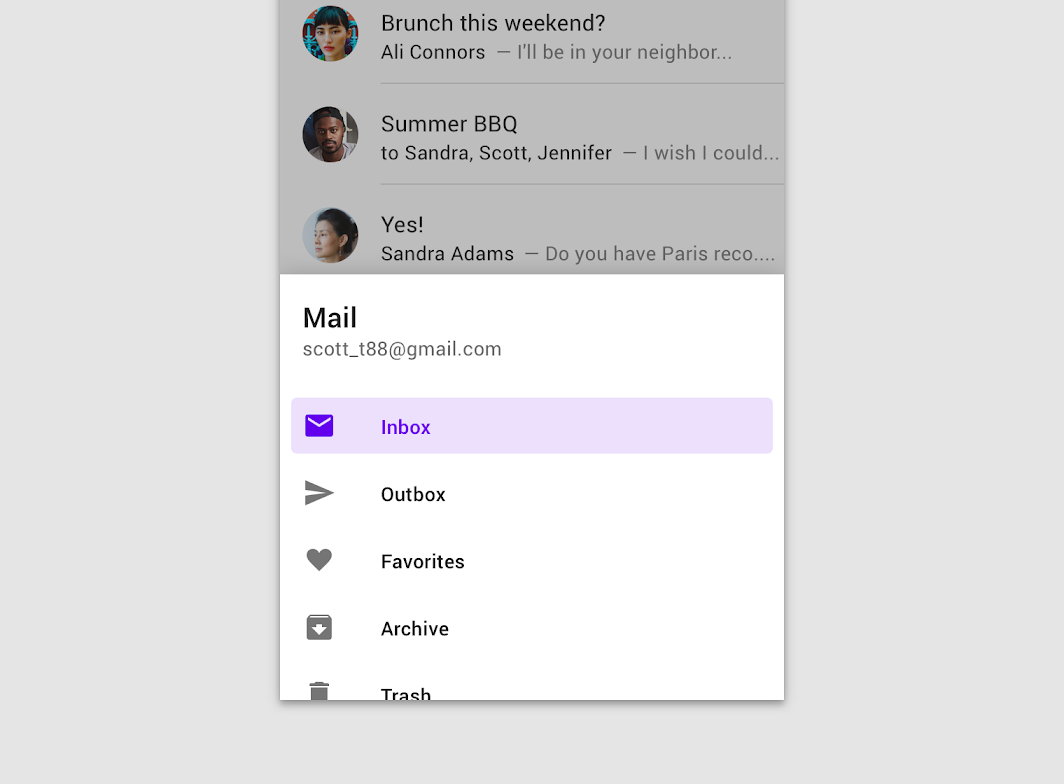 Draggable bottom Navigation Drawer