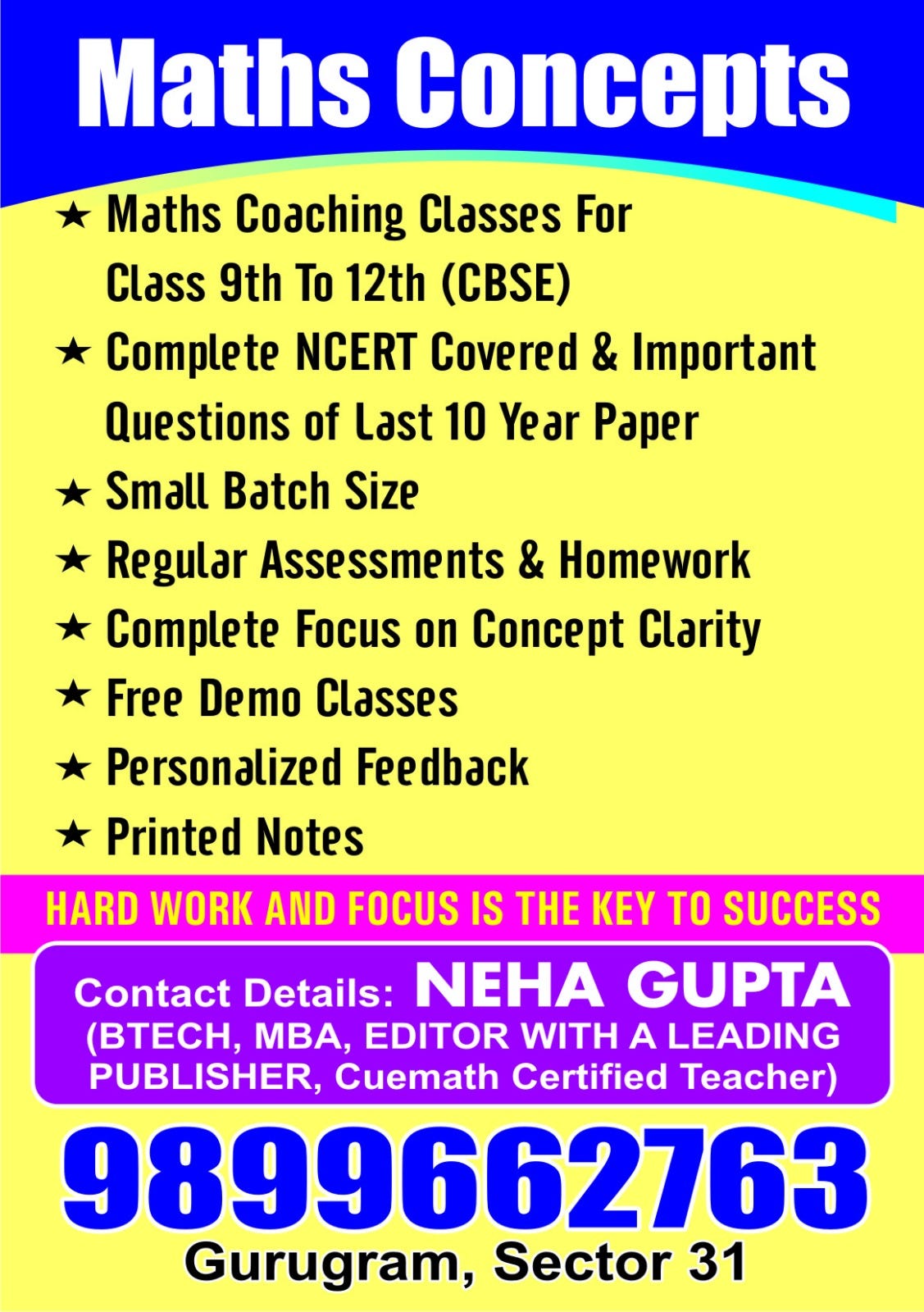 Maths Concepts , Coaching Classes For 9th to 12th (CBSE) In Gurugram ...