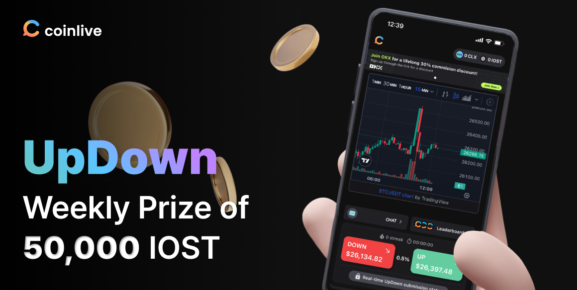 Discover the Enhanced UpDown Experience on Coinlive — Plus, a Weekly Prize of 50,000 IOST