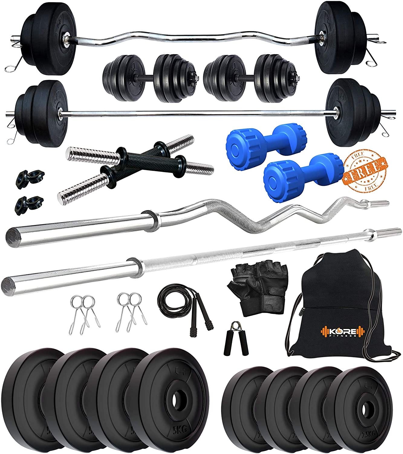 ➡️ Kore PVC 20-50 Kg Home Gym Set with One Plain + One Curl and One Pair  Dumbbell Rods with Gym… | by Fitness | Medium