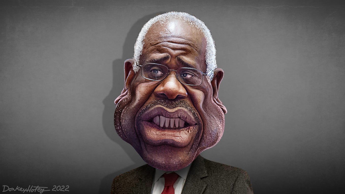 Caricature of Supreme Court Justice Clarence Thomas by DonkeyHotey via Flickr