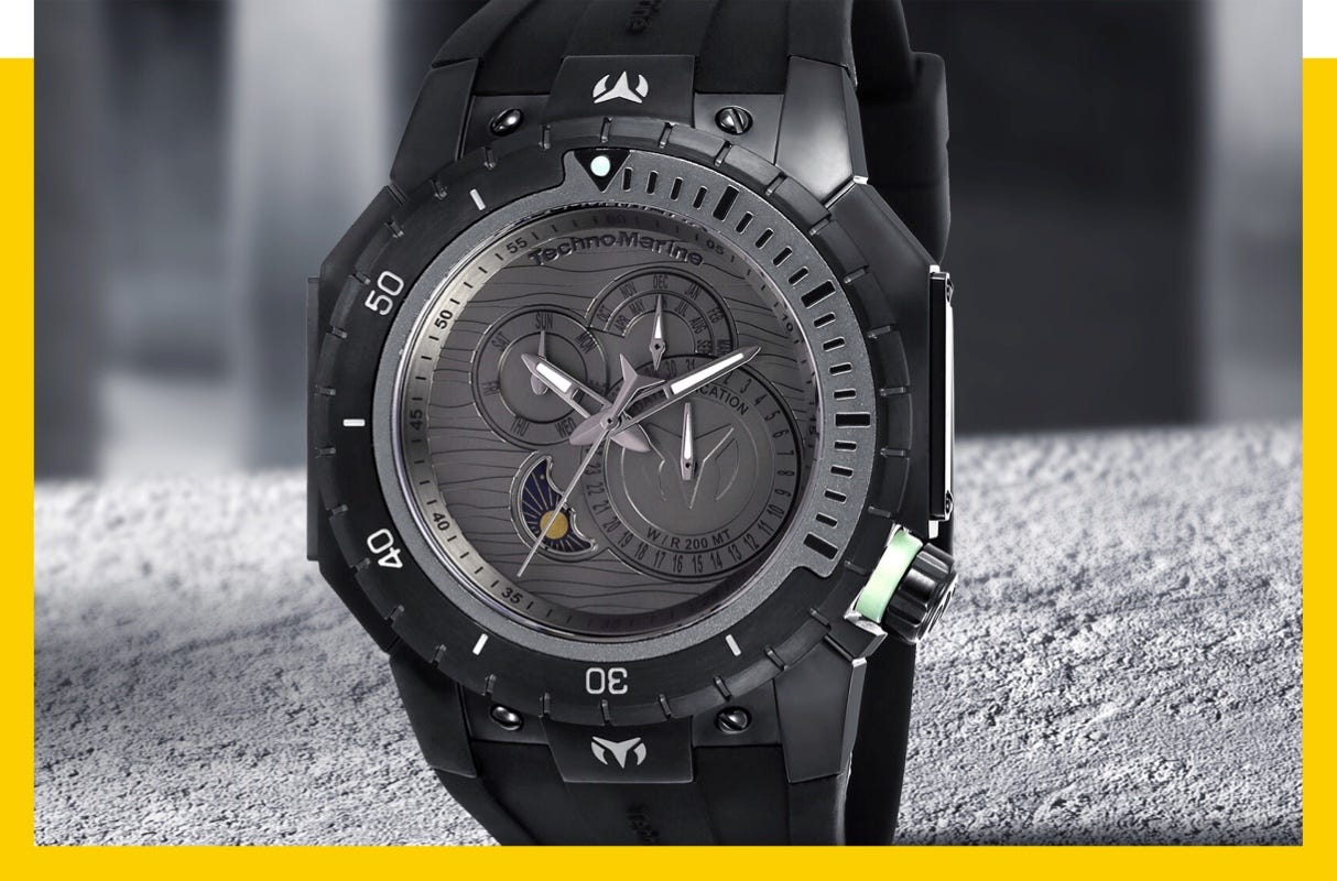 Edgy in black with the new TechnoMarine Manta watch by Okay