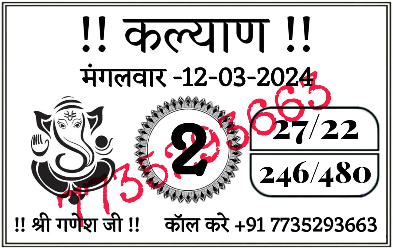 Kalyan Panel Chart, Kalyan Chart, Satta Matka DpBoss Matka Guessing