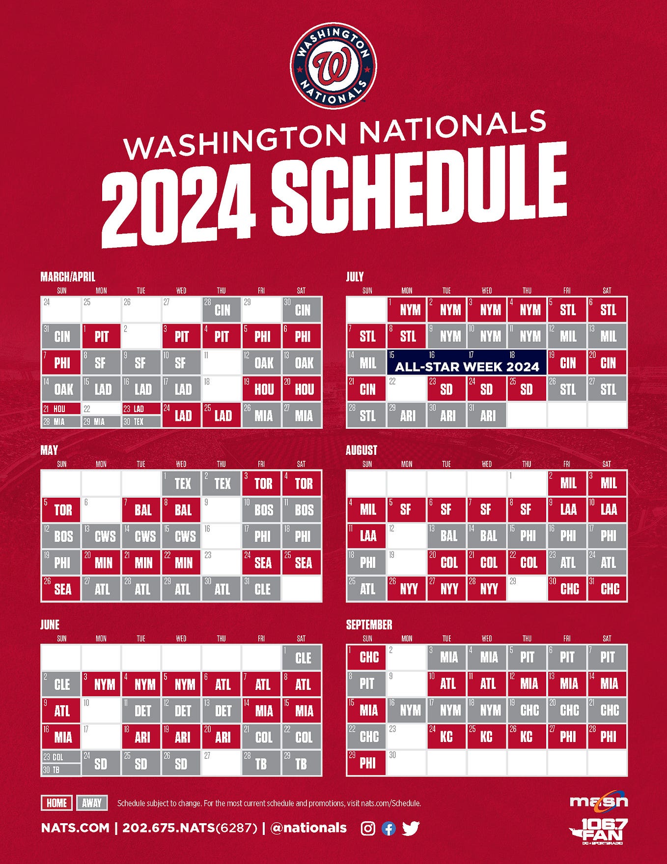 Nationals announce 2024 schedule