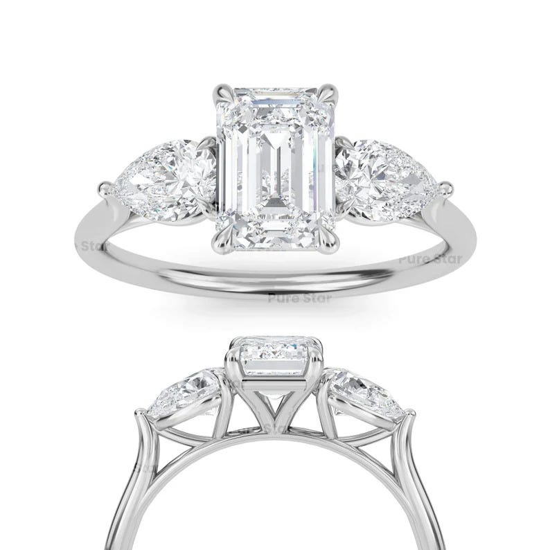 Princess Cut Lab Grown Wedding Band, Rose Gold Diamond Wedding Ring For