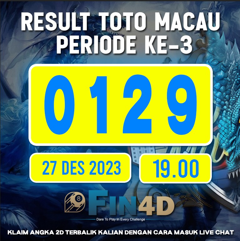 TOTO MACAU 4D PERIODE 4 TANGGAL : 27 MARET 2024 SAH DI ANGKA 9 1 9 6