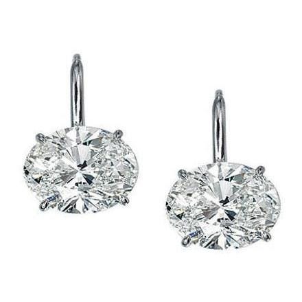 2 CARATS SOLITAIRE OVAL CUT REAL DIAMOND DROP EARRING GOLD WHITE 14K ...