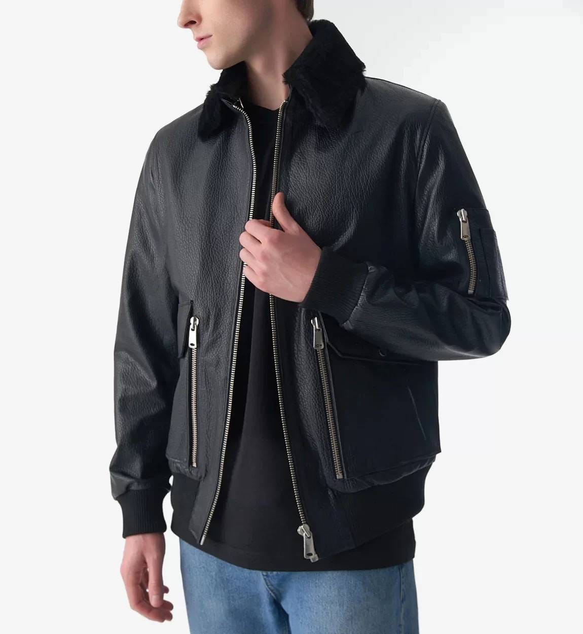 Men leather jacket - Markowoolenleather - Medium