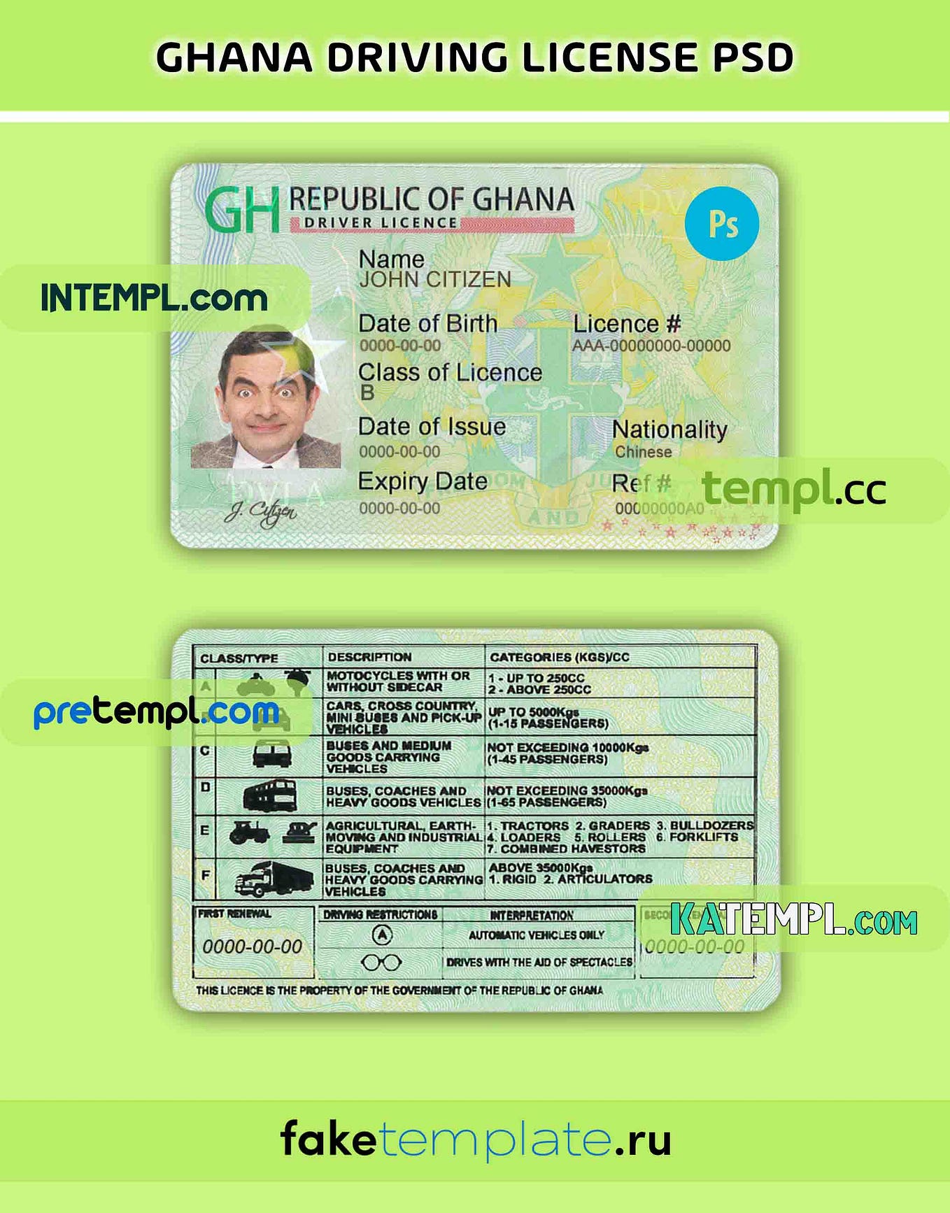India driving license psd download template with fonts by intempl