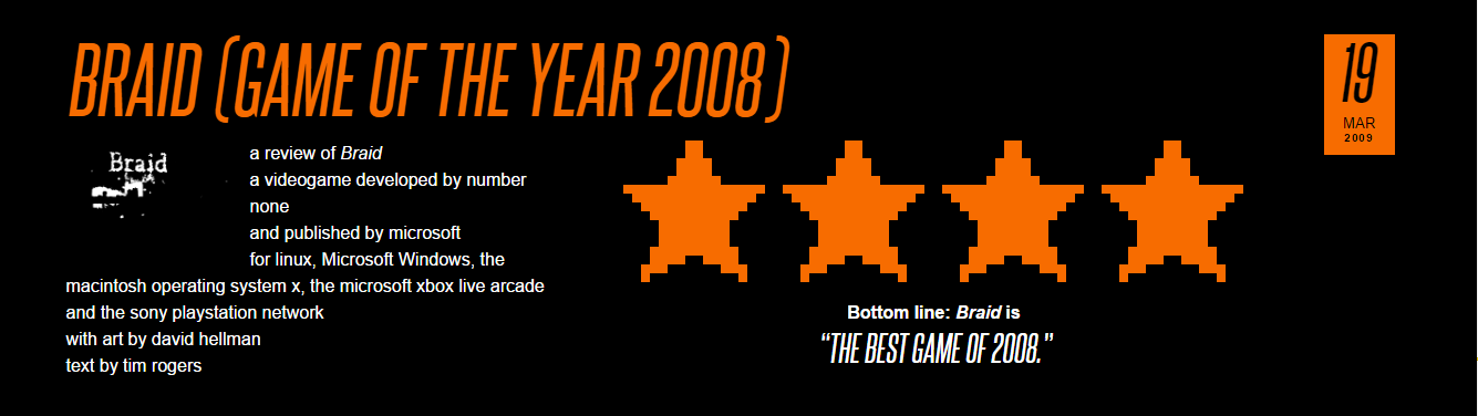 BRAID (GAME OF THE YEAR 2008) — O MELHOR JOGO DE 2008