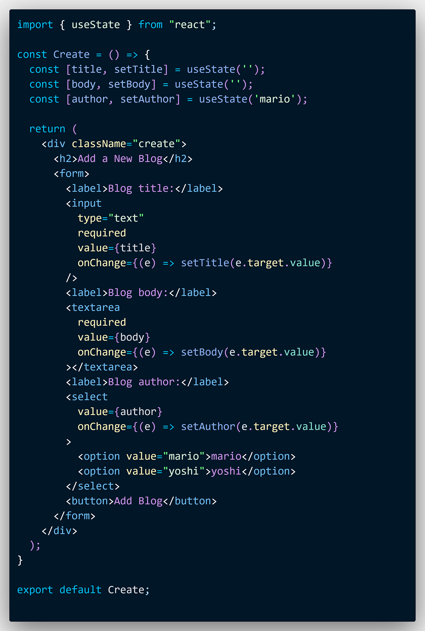 -create a delete button with handleDelete function -inside the ...