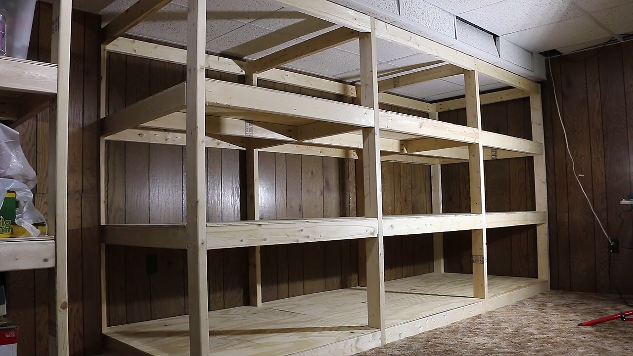 Giant DIY shelves. Use 2x4s, plywood, and pocket hole…, by Andrew Reuter, Project Lab