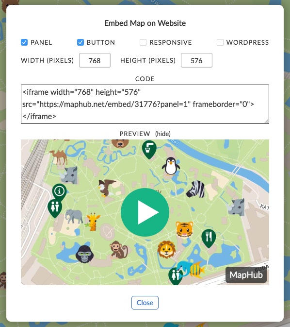 HD Embeds and Embed Panel on MapHub