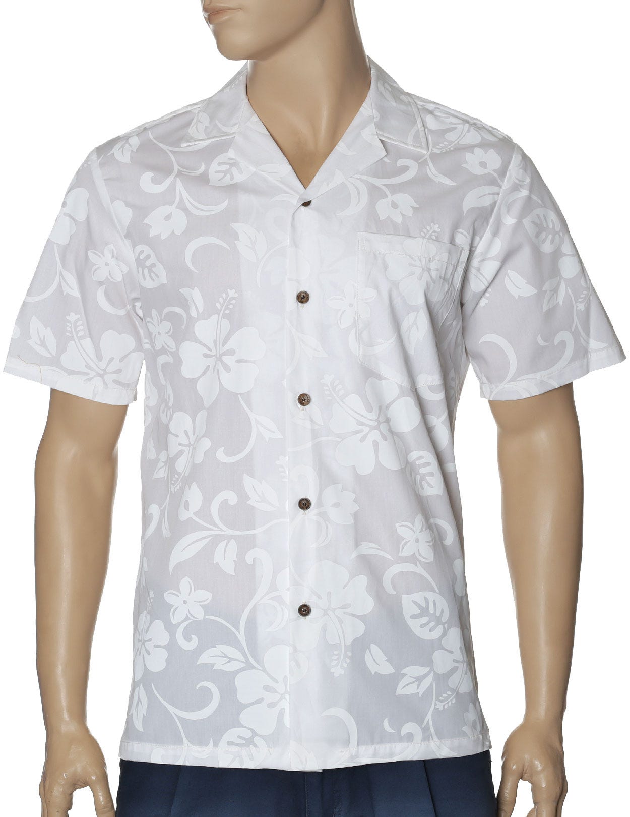 Short Sleeves Cotton White Hawaiian Wedding Shirt main image 1