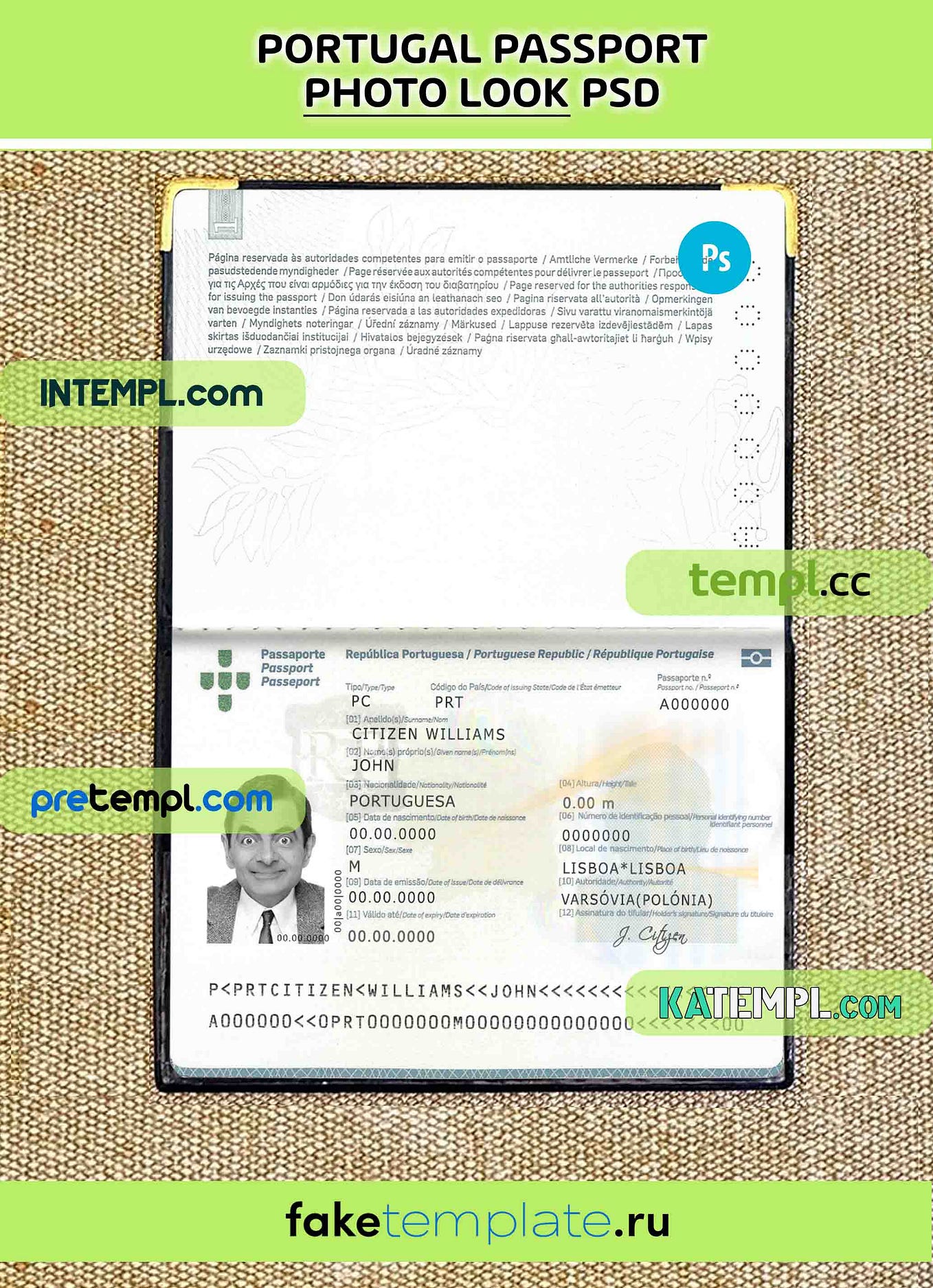 Philippines passport PSD download scan and photo look templates, 2 in 1 ...