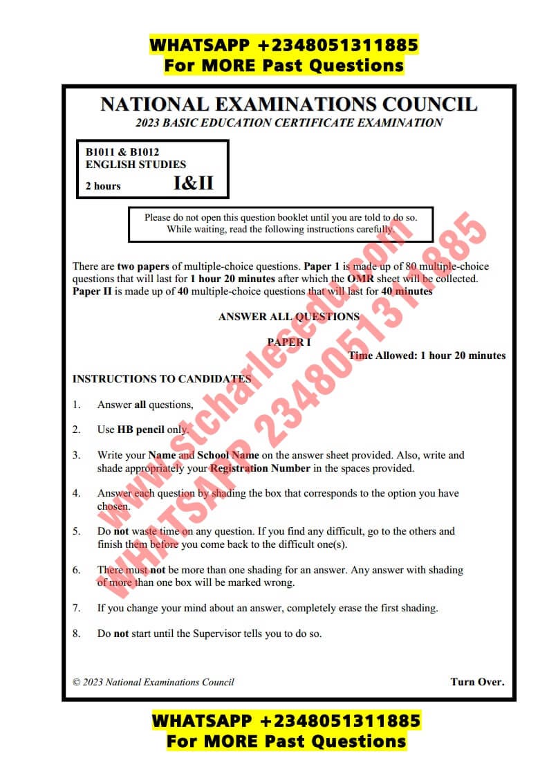 Free NDA Junior Secondary School Afaka Past Questions and Answers by