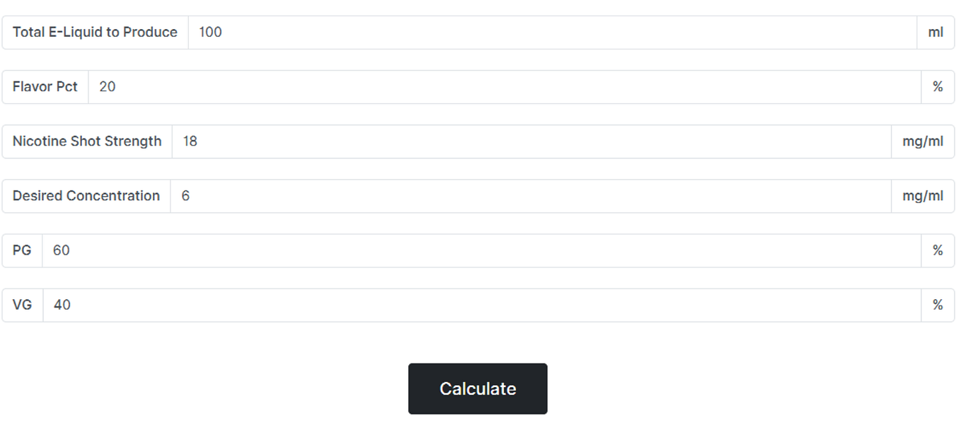 E Liquid Vape Juice Calculator. This E Liquid Calculator helps you find… by Vape Calculator UK