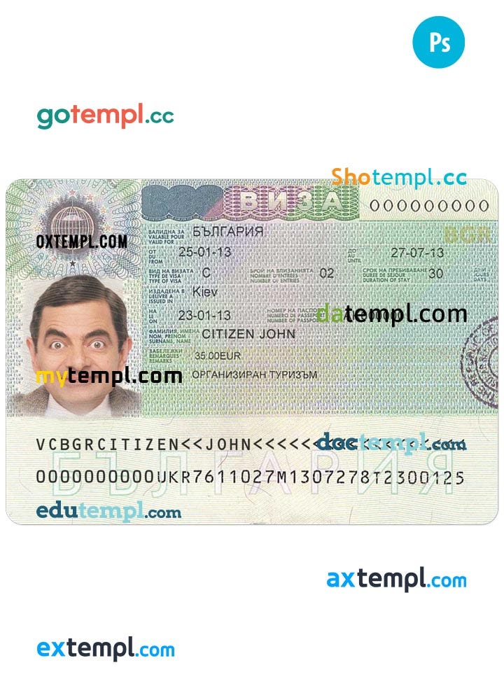 Bahamas Electronic Entry Visa (EEV) PSD template, with fonts by