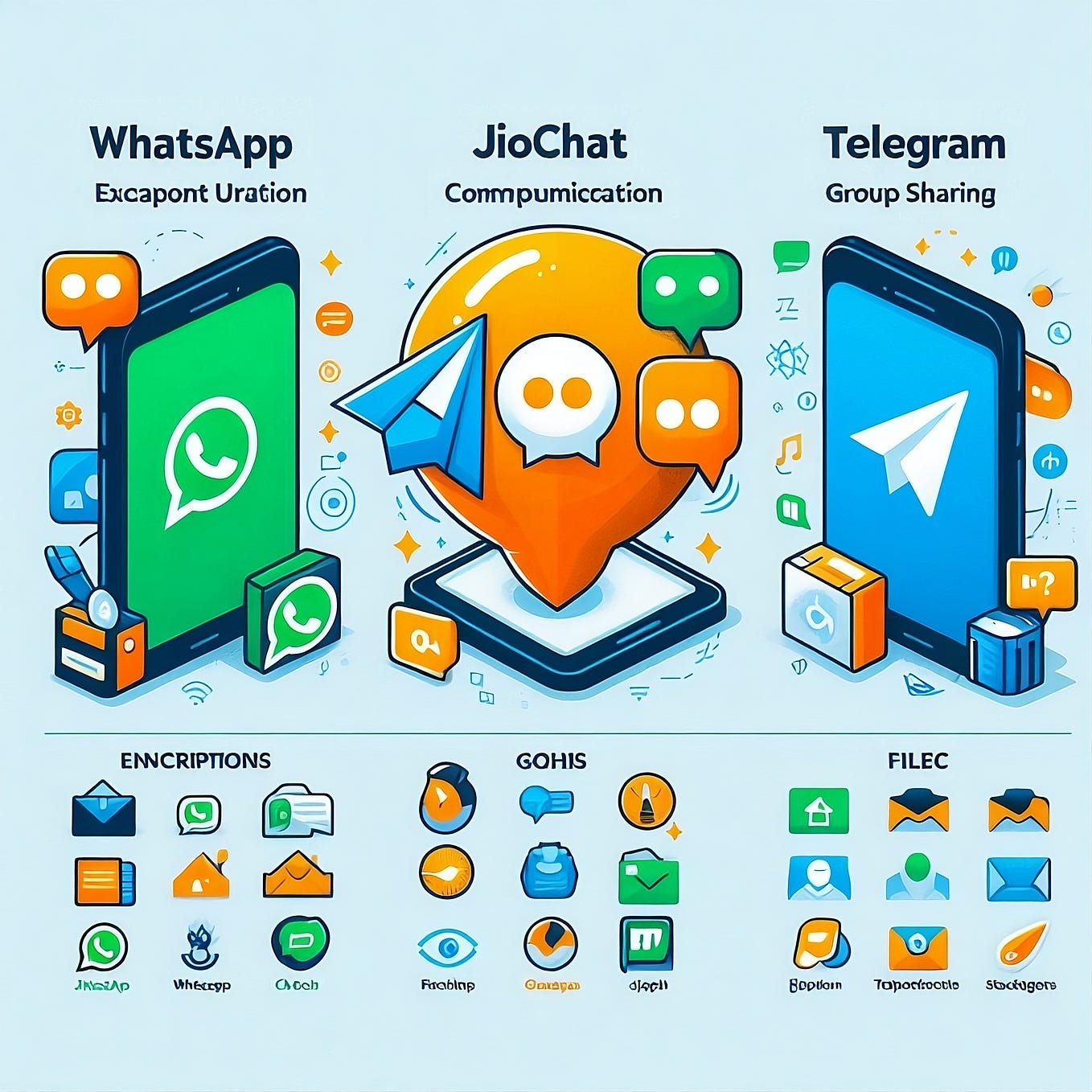 Whatsapp is different from JioChat and Telegram.