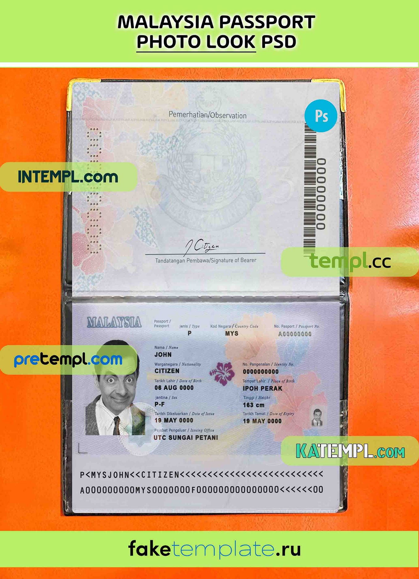 Malaysia Passport Psd Download Scan And Photo Look Templates 2 In 1