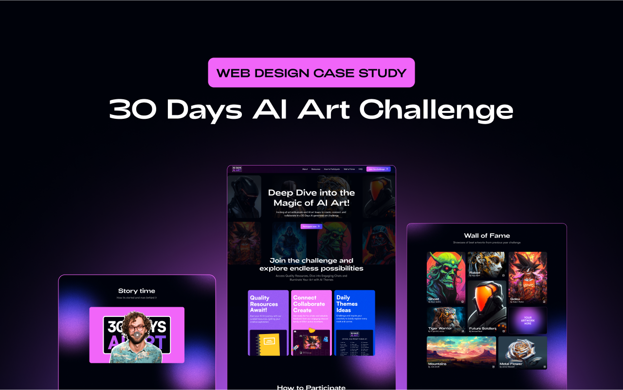 Case study — How I designed a cool landing page for 30 days AI Art Challenge