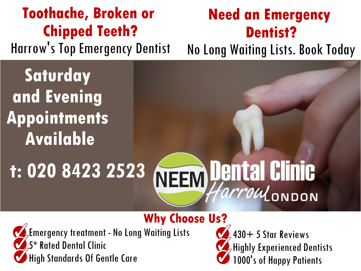 Toothache? We can help. Emergency Dental Treatment at Neem Dental Clinic, Harrow, North West