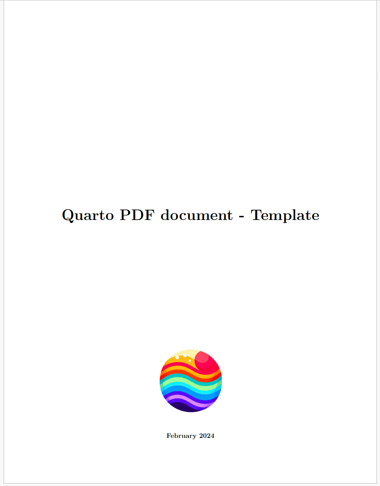 R: Quarto PDF template — With a cover page before the table of content!