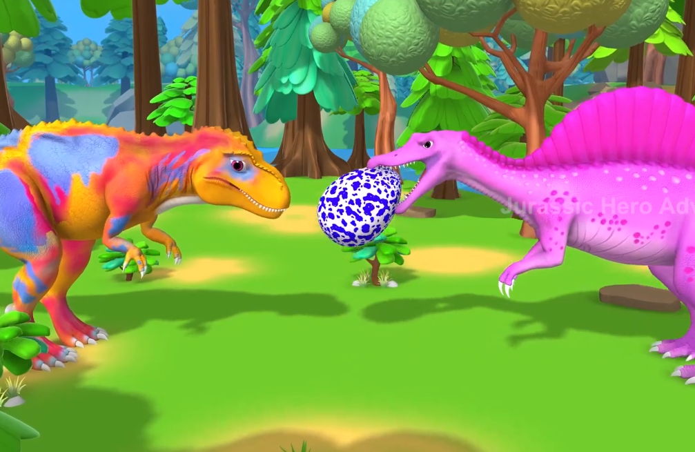 Jurassic World Battles Mud Spinosaurus Epic Attack on Color TRex and