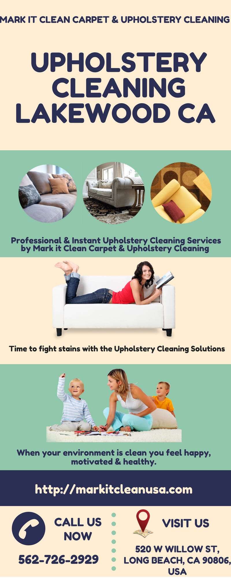 Upholstery Cleaning Lakewood CA. Mark it Clean Carpet & Upholstery