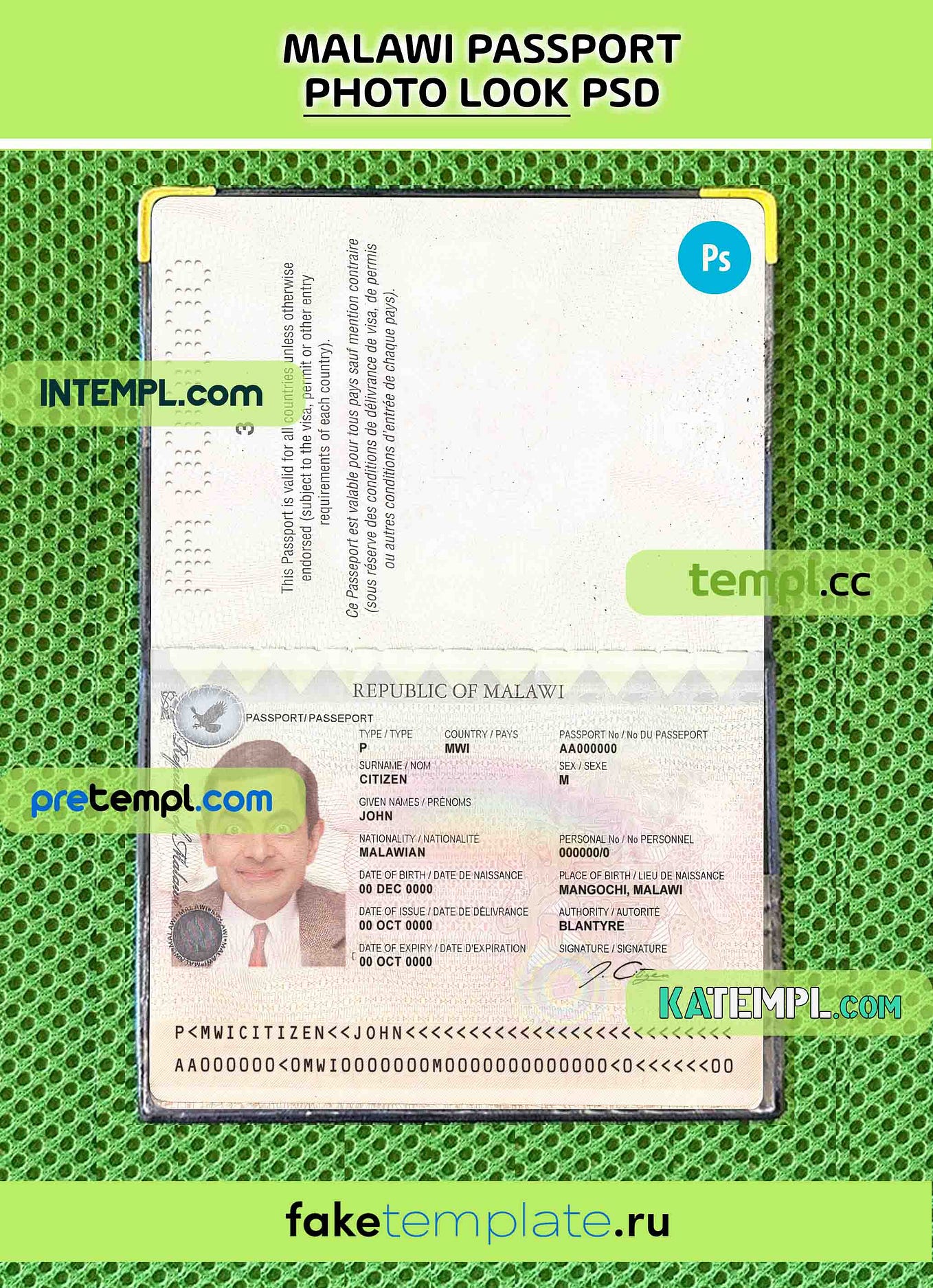 Philippines passport PSD download scan and photo look templates, 2 in 1 ...