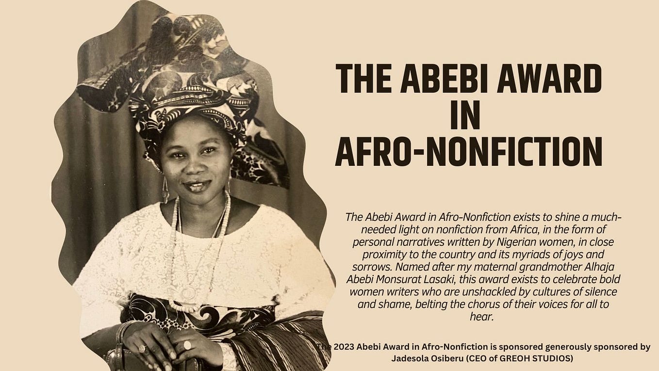The Abebi Award in Afro-Nonfiction.