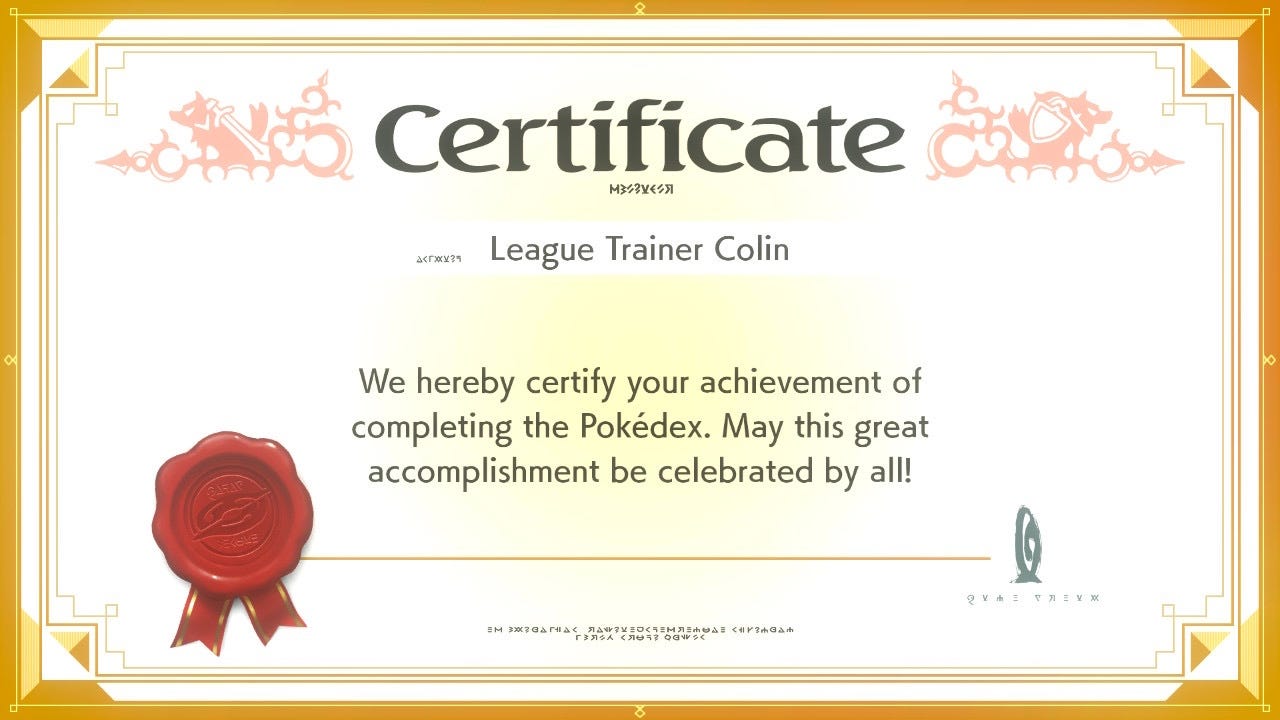 Completing my Pokédex in Pokémon Shield, by Colin Wren