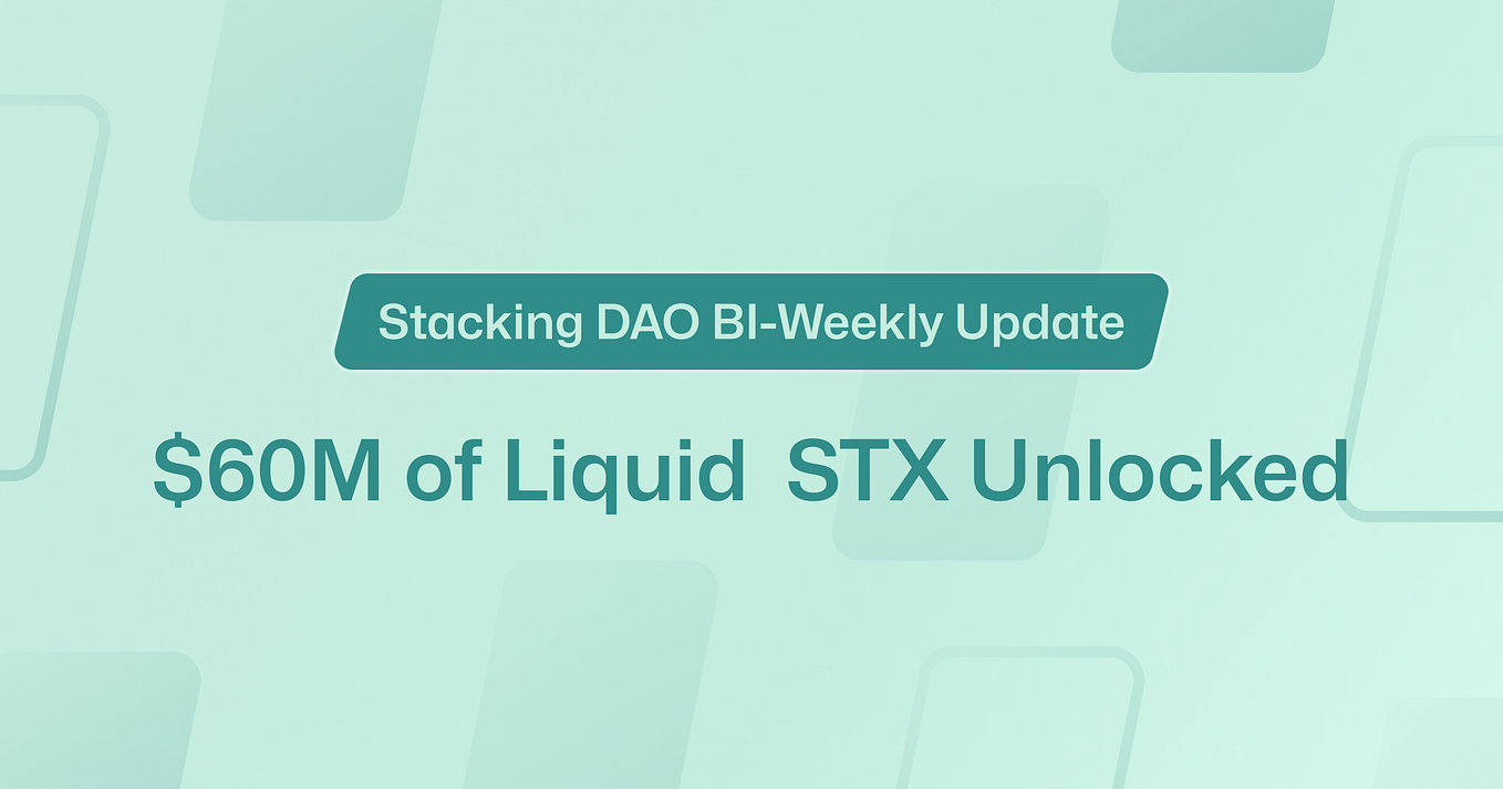 Stacking DAO biweekly update From Genesis NFTs to New Points