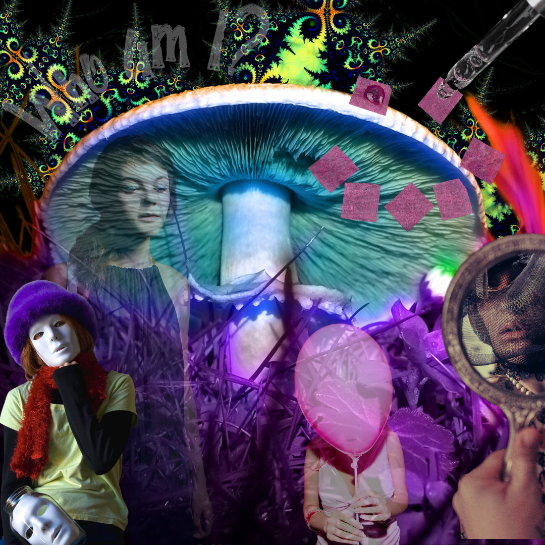 Psychedelic imagery depicting the loss of identity and hallucinations.