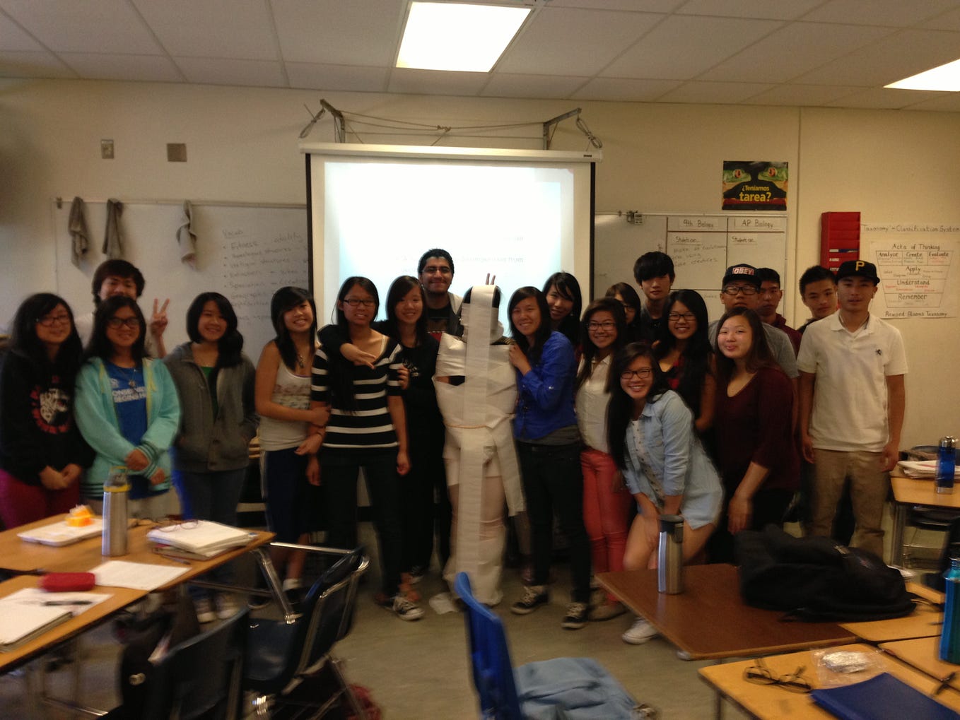 2013. Oakland High School. My AP biology class after they finished their year-end projects.