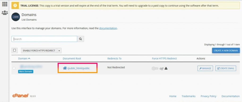Change Primary Domain Document Root in Cpanel