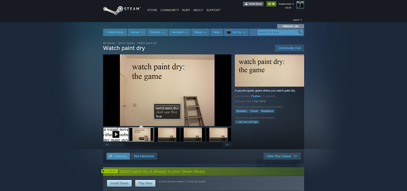 Watch Paint Dry: How I got a game on the Steam Store without anyone from Valve ever looking at it.