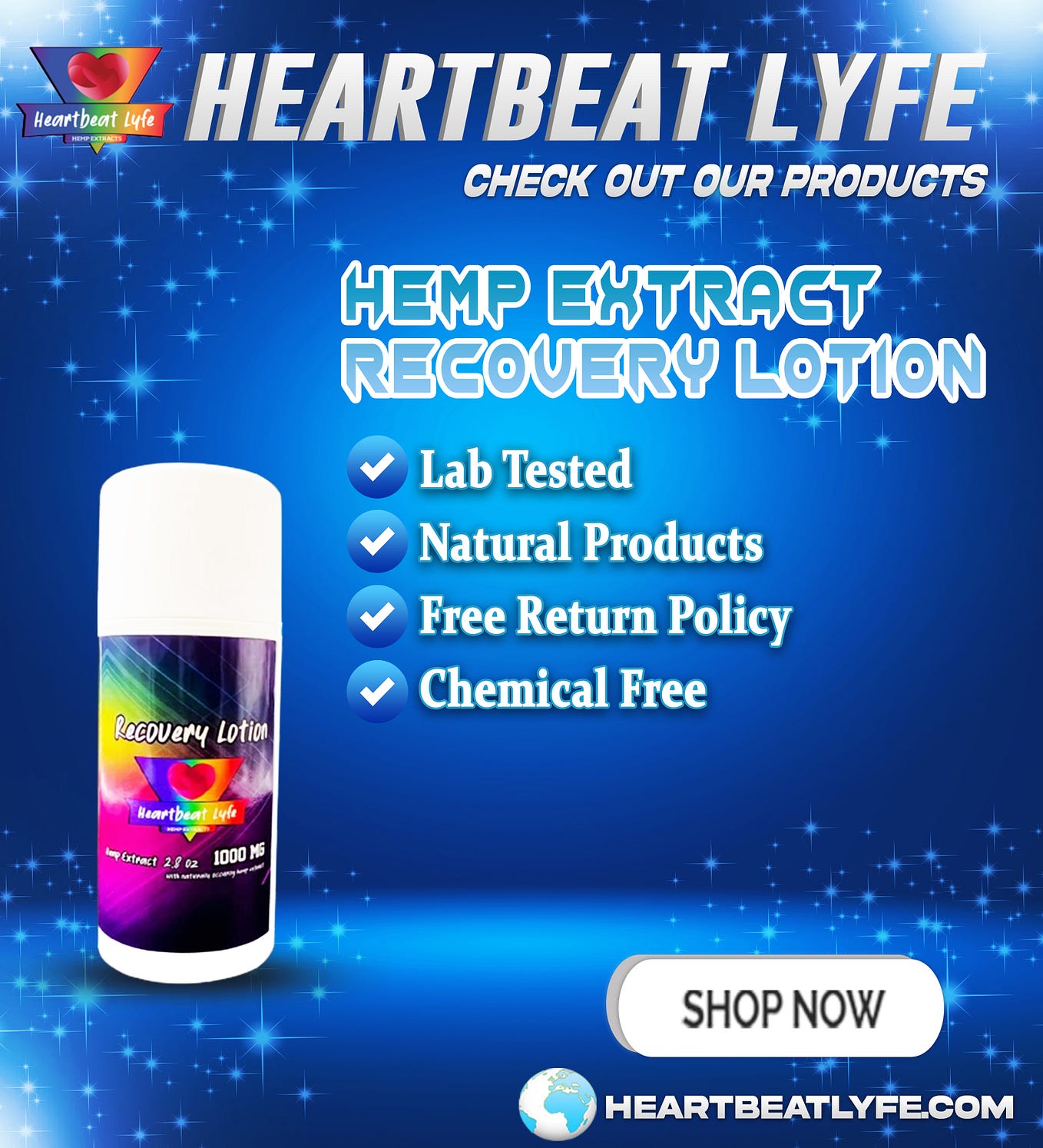 1000MG Hemp Extract Recovery Lotion Peter Joy Medium