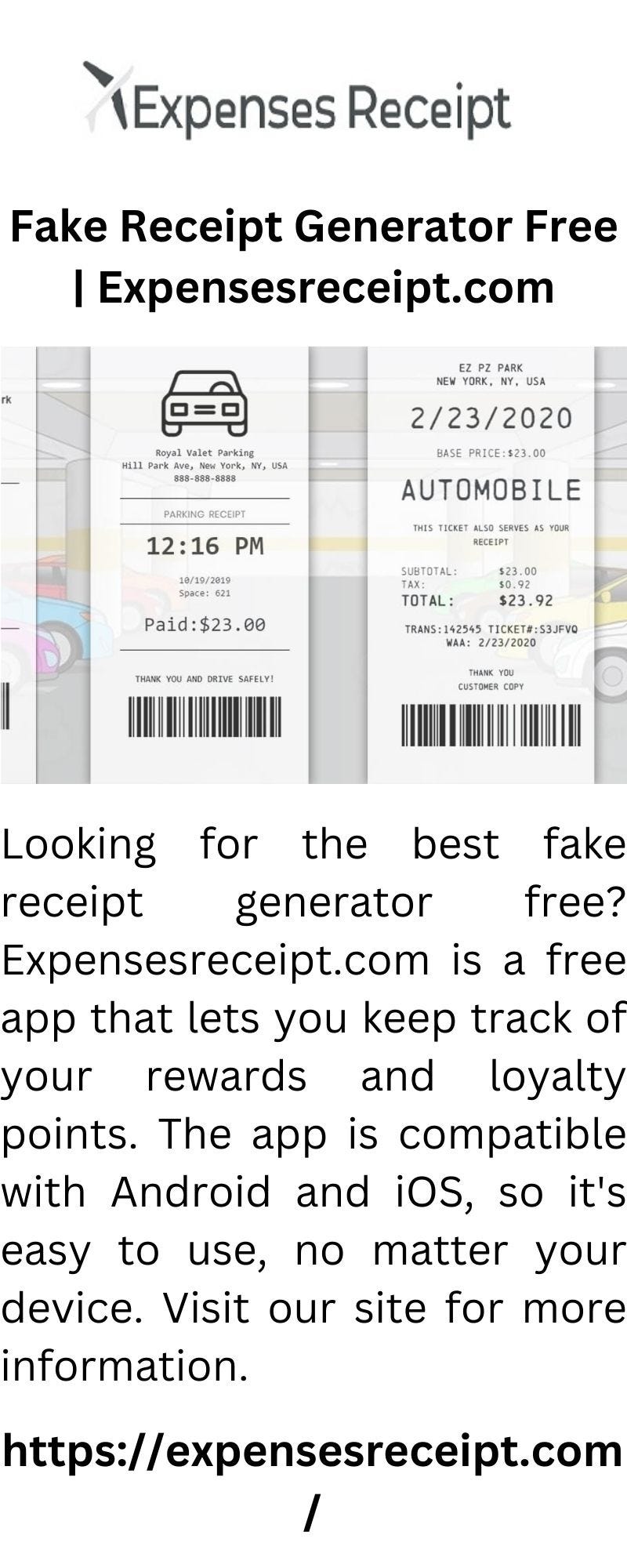 Express Expense Receipt Maker Expenses Receipt