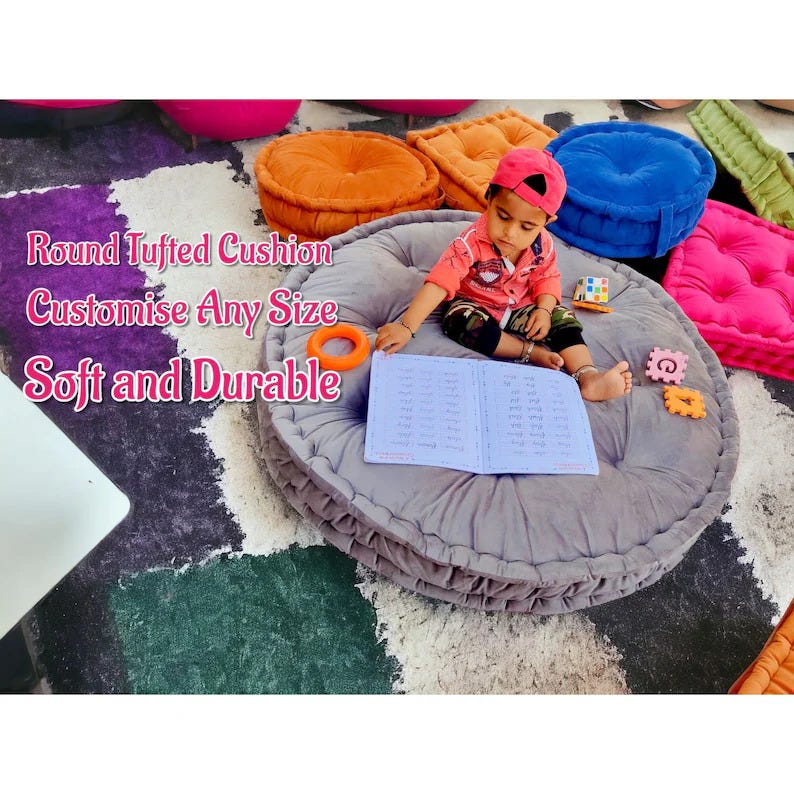 Custom Corner Floor Pillow || Book Nook Tufted Cushion || Corner Tufted ...