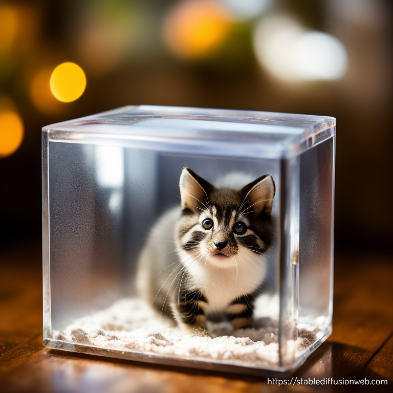 A cute little furry animal trapped inside a crystal box.