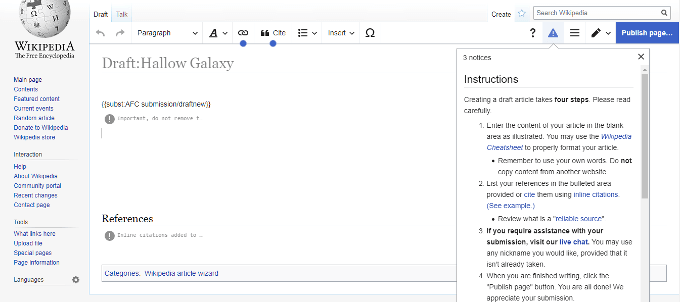 Wikipedia Page Template