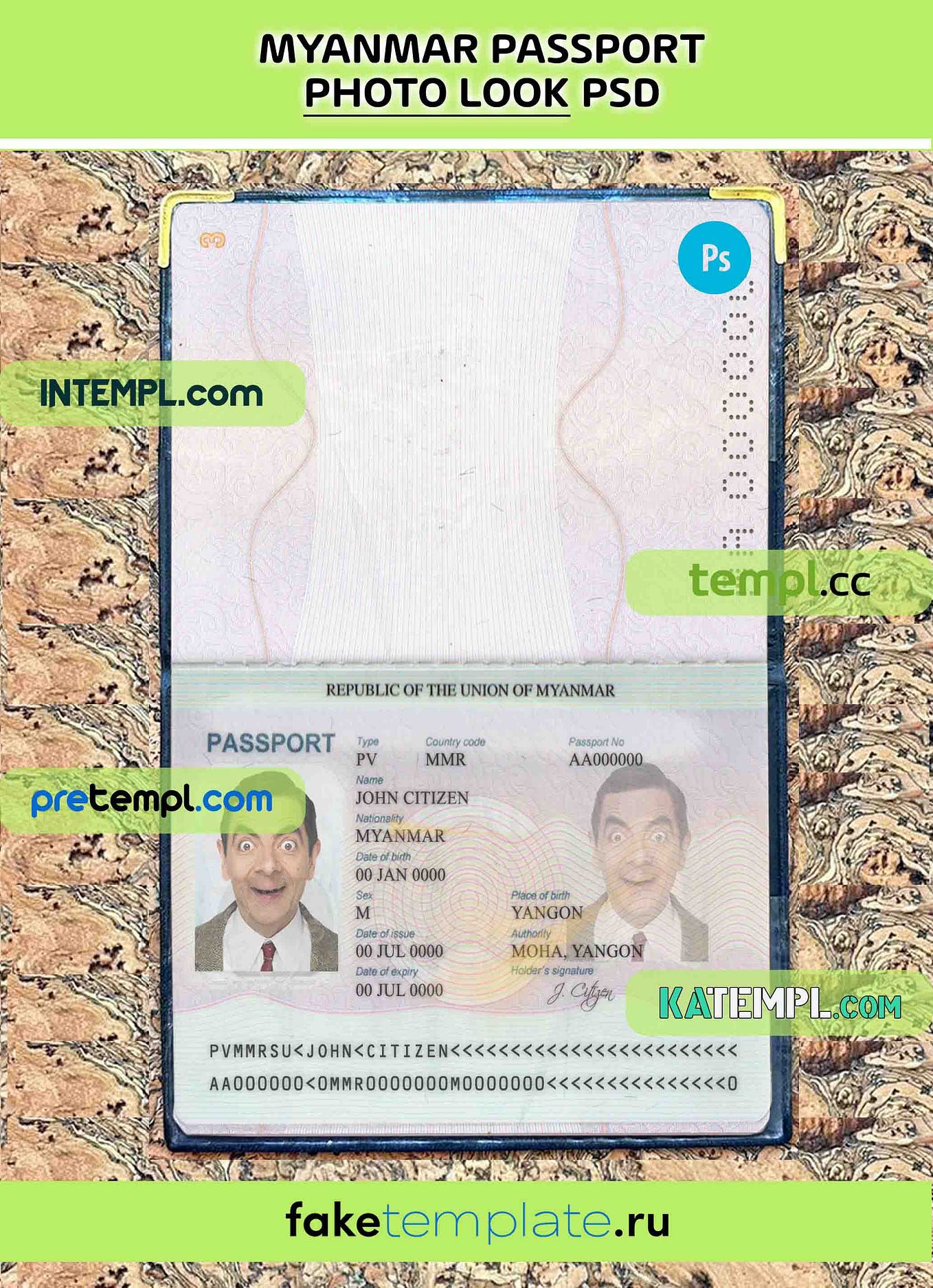 Pakistan passport PSD files, editable scan and photorealistic look