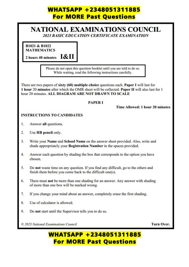 Free NDA Junior Secondary School Afaka Past Questions and Answers by